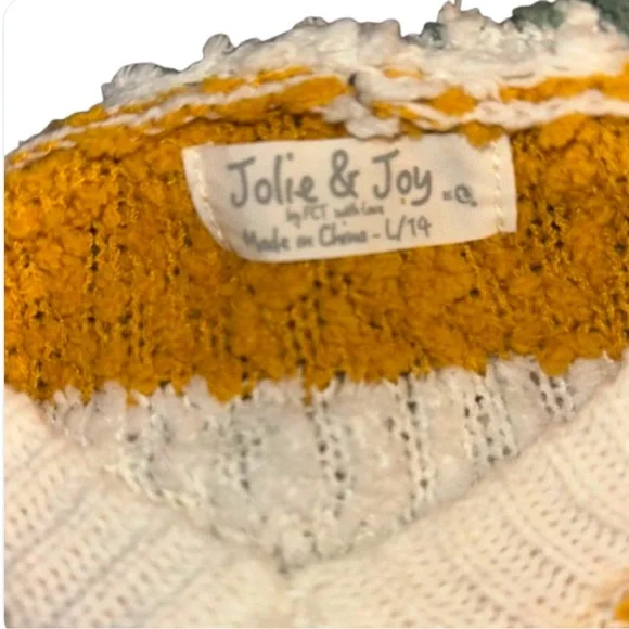 Jolie & Joy Girls Size Large (14) Pullover Hooded Popcorn Striped Sweater - Picture 5 of 8